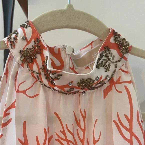 MICHAEL Michael Kors Silk Coral Print Halter Top with Embellished Waist, Size 10 - Picture 8 of 16